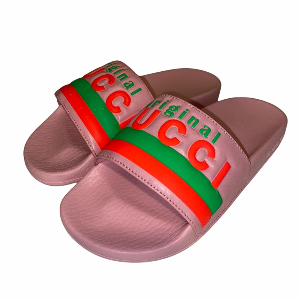 authentic Gucci nappa pantoufle slides wild rose